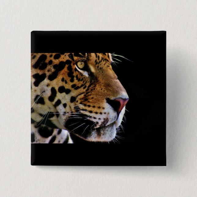 wild cat purr 2 inch square button (Front)