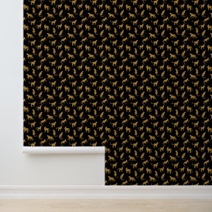 Wild Cats Leopards Cheetah Black Yellow SMALL Wallpaper