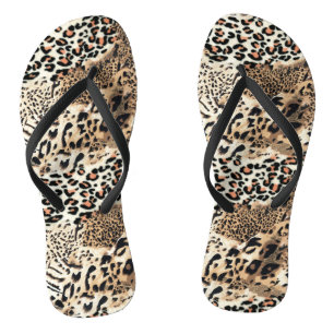 Wild Cats Modern Animal Leopard Print Pattern Flip Flops