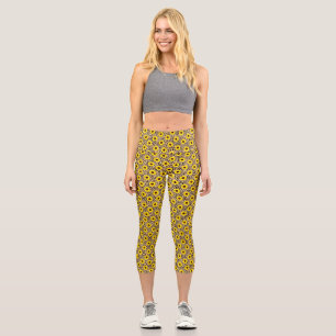 Wild Cheetah Leopard Print Accent Capri Leggings