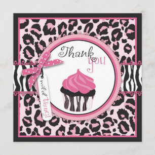 Wild Cheetah Print & Cupcake Thank You Card