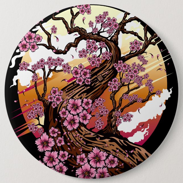 Wild Cherry Blossom 6 Inch Round Button (Front)