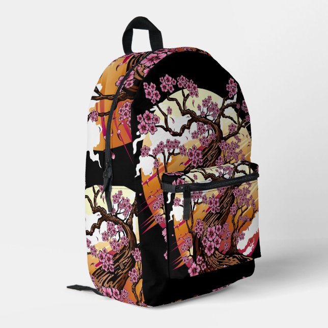 Wild Cherry Blossom Printed Backpack (Back Corner Left)