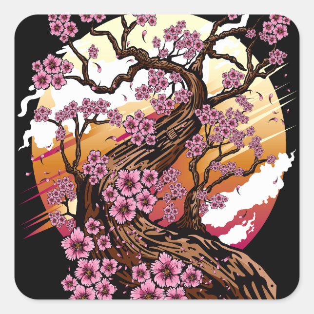 Wild Cherry Blossom Square Sticker (Front)