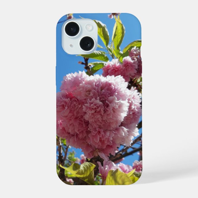 Wild Cherry pink Blossom Tree iPhone 15 Case (Back)