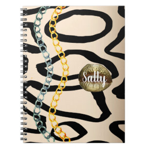 Wild Chic Luxurious Girly Personalized Gold Notebook