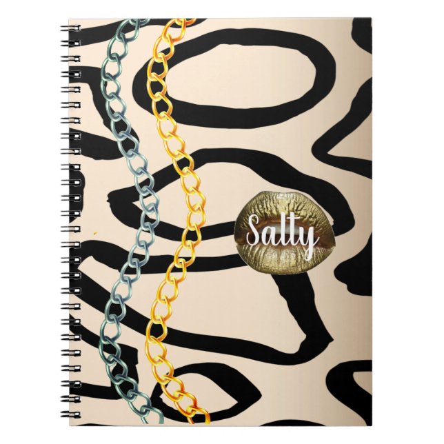 Wild Chic Luxurious Girly Personalized Gold Notebook (Front)