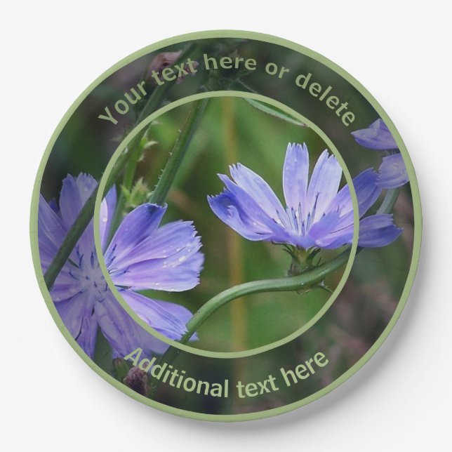 Wild Chicory Flowers Personalized Party   Paper Plate (Front)