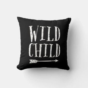 Wild Child black and white pillow