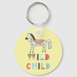 Wild Child Scandinavian Horse Pastel Yellow  Keychain
