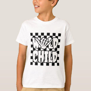 Wild Child Skeleton Hand Graphic Design T-Shirt