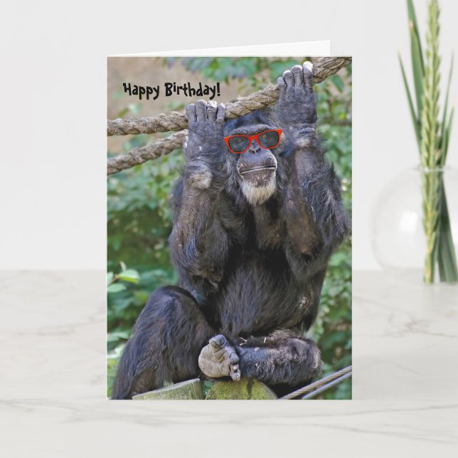 Wild Chimp with sunglasses Card (Front)