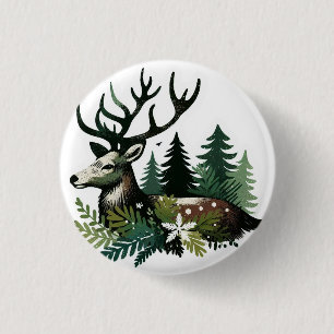 Wild Christmas Flower 1 Inch Round Button