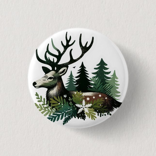 Wild Christmas Flower 1 Inch Round Button (Front)