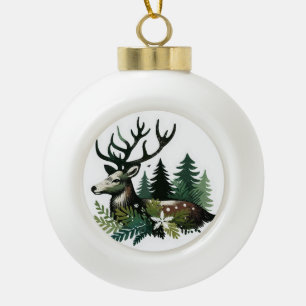 Wild Christmas Flower Ceramic Ball Christmas Ornament