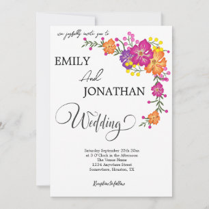 Wild Colourful Flower Invitation Card