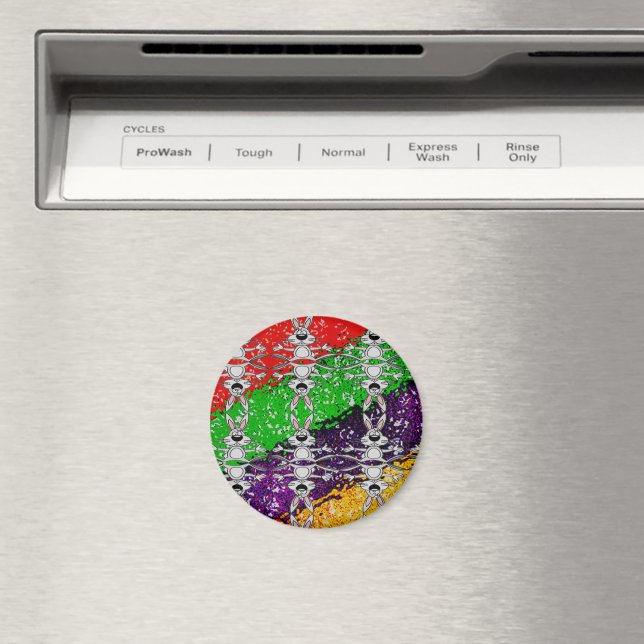 Wild Colourful Rabbit Pattern Magnet (In Situ (Dishwasher))