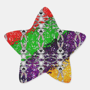 Wild Colourful Rabbit Pattern Star Sticker