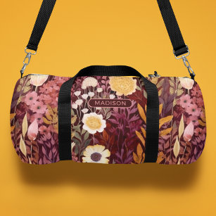Wild Country Flowers Pattern Personalized Name Duffle Bag