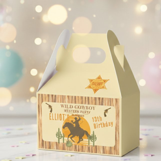 Wild cowboy western birthday favor box (Creator Uploaded)