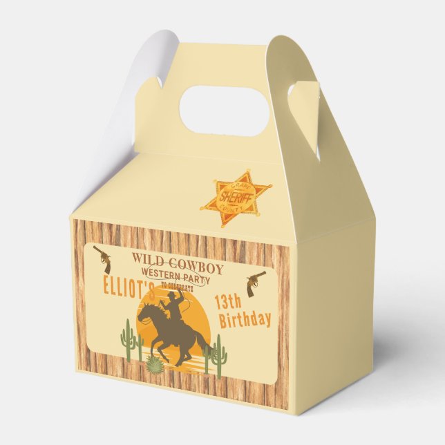 Wild cowboy western birthday favor box (Front Side)