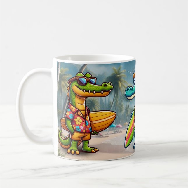 Wild crocodile adventure in the sea coffee mug (Left)