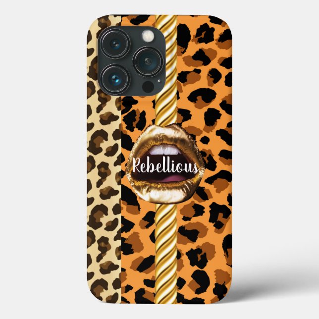 Wild Custom Chic Gold lips Gift Beauty Girly Case-Mate iPhone Case (Back)