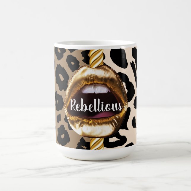 Wild Custom Gold lips Gift Décor girly Cute Makeup Coffee Mug (Center)