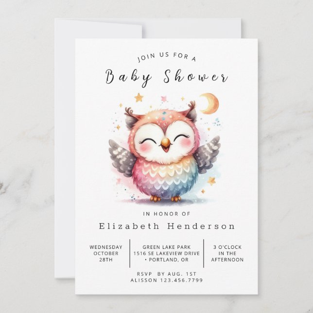 Wild Custom Owl Baby Shower Invitation (Front)