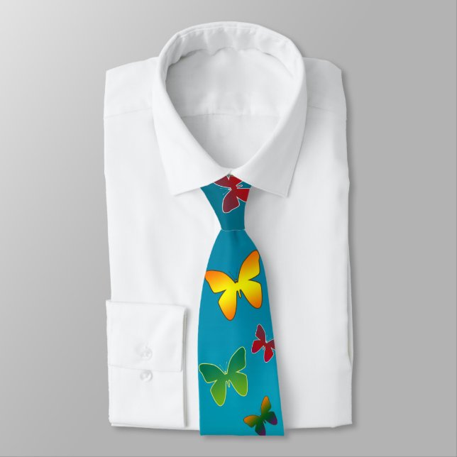 Wild Cute Butterflies are flying everywhere Neck T Tie (Tied)