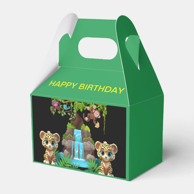 WILD CUTE JAGUAR BIRTHDAY FAVOR BOX (Front Side)