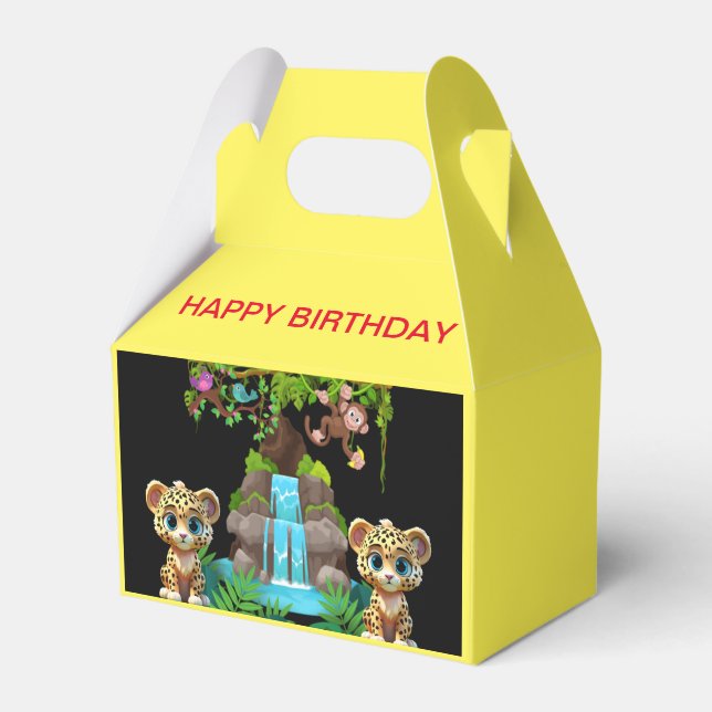 WILD CUTE JAGUAR BIRTHDAY FAVOR BOX (Front Side)