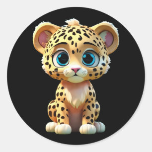 wild cute jaguar  classic round sticker