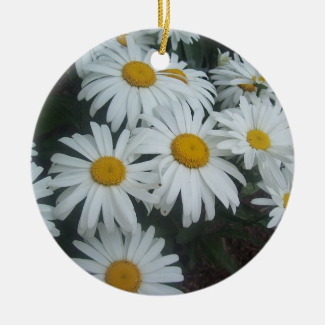 Wild Daisies Ceramic Ornament (Front)
