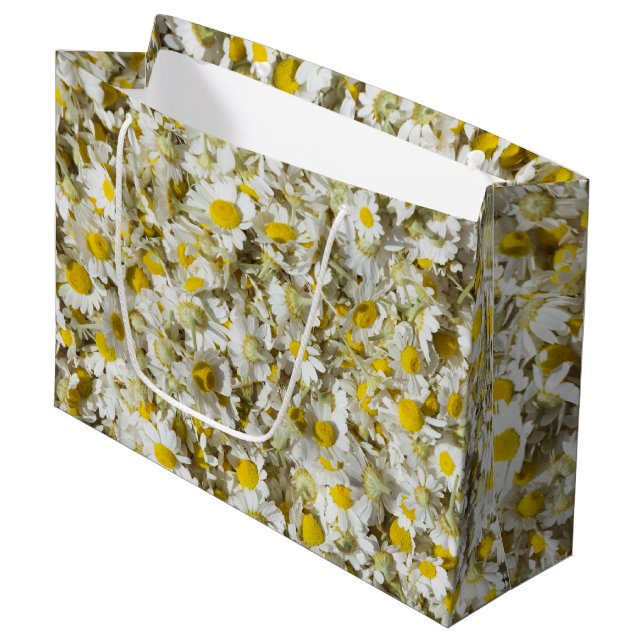 Wild daisies pattern large gift bag (Front Angled)