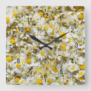 Wild daisies pattern square wall clock