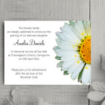 Wild Daisy Funeral Announcement Card