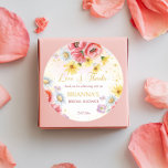 Wild daisy poppy bridal shower favour gift classic round sticker<br><div class="desc">Wild daisy poppy and sunflowers love is in bloom bridal shower favour gift thank you stickers yellow sunflowers,  gold script nice for summer and fall functions affordable quality favour stickers,  value for money.</div>