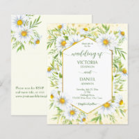 Wild daisy spring flowers budget wedding invite