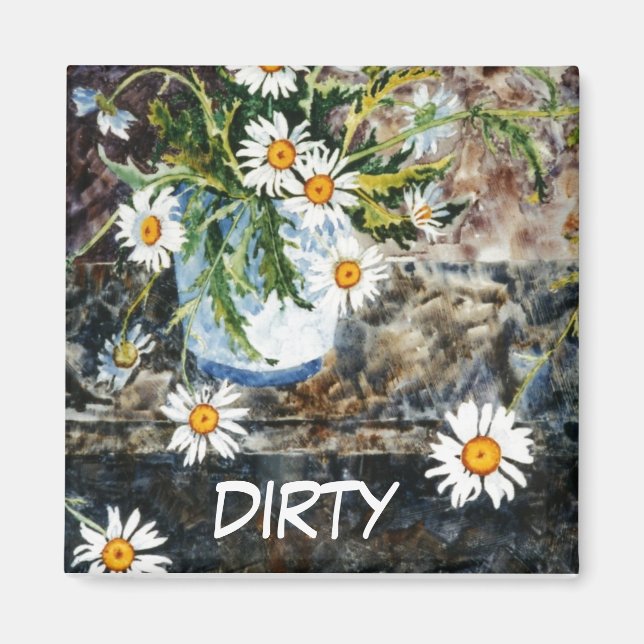 "Wild Dasies" Dirty Dishwasher Status Magnet (Front)