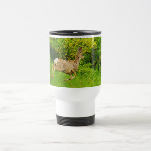 Wild Deer Bounding in Grass Wildlife Art Mug