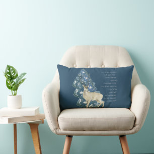 Wild Deer Footprints in Snow – Winter Nature Art Lumbar Pillow