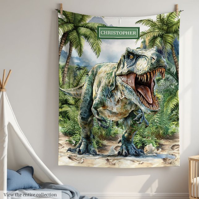 Wild Dinosaur Blanket Personalized Custom Name (Wild Dinosaur Blanket Personalized with Custom Name)