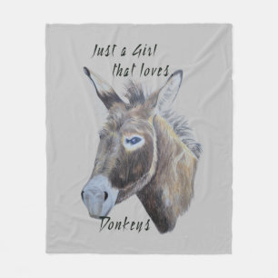 Wild Donkey Art Just a Girl that Loves Donkeys Fleece Blanket