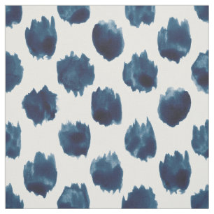 WILD DOTS Indigo Watercolor Polka Dot Fabric