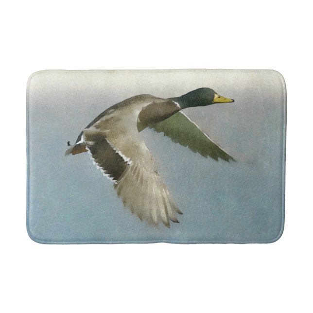 Wild Duck In Flight Bath Mat (Front)