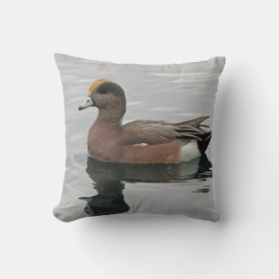 Wild Duck Lake Water Relaxed Brown Bird Throw Pillow