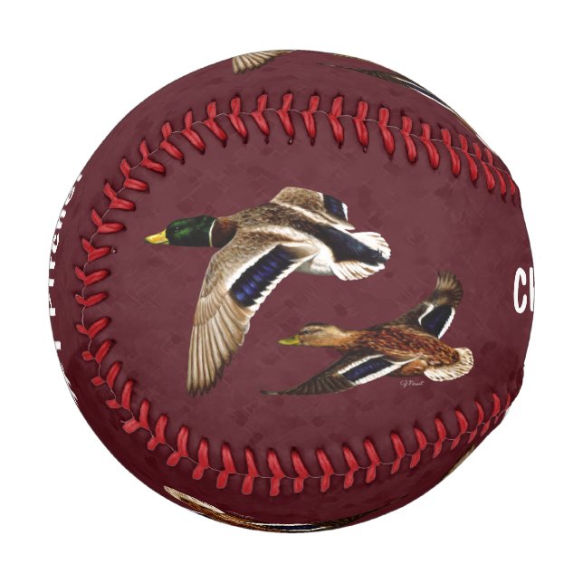 Wild Ducks in Flight Maroon Baseball (Front Left)
