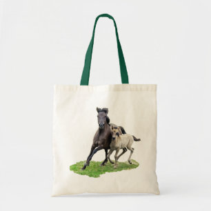 Wild Dulmen Horse Mare Cute Foal Gallop - cotton Tote Bag