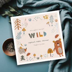 Wild Dusky Blush Woodland Animals Baby Shower Napkin